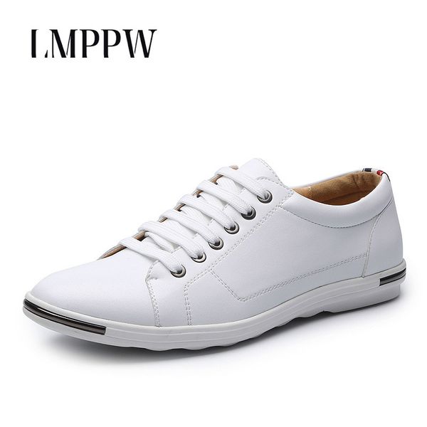 

big size 48 men's casual shoes fashion men leather shoes lace up men flats breathable male sneakers british style white, Black