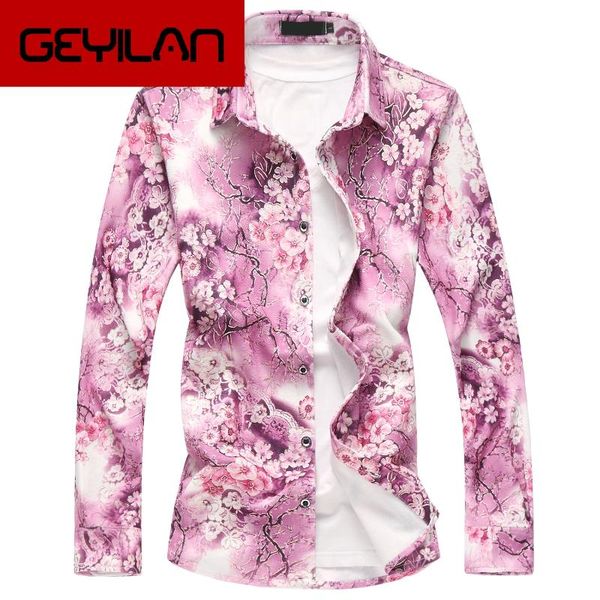 

рубашки для мужчин с длинными рукавами весна осень мода плюс размер мужские рубашки повседневные цветочные гавайские рубашки -6xl 7xl, White;black