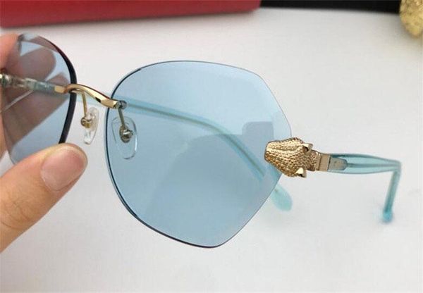 

2020 new fashion women sunglasses 18010 cutting lens charming cat eye frameless diamond avant-garde design style uv protection
