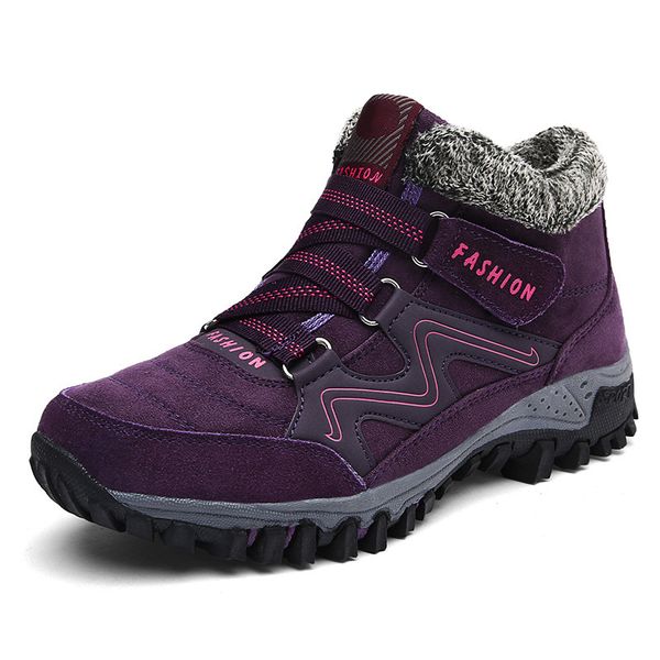 

boots women 2019 fashion women winter thermal villi boots leather platform high warm shoes botas zapatos de mujer, Black