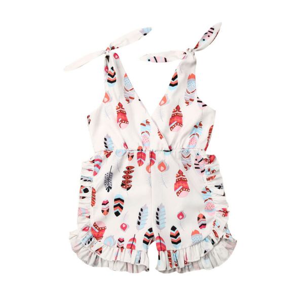 

2020 brand new toddler kid baby girls clothes feather cotton rompers jumpsuits playsuit outfits 3fs, White