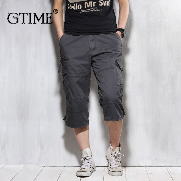 

gtime dropshipping men's summer multi-pocket overalls cotton fashion comfortable cropped trousers mcyr094, Black