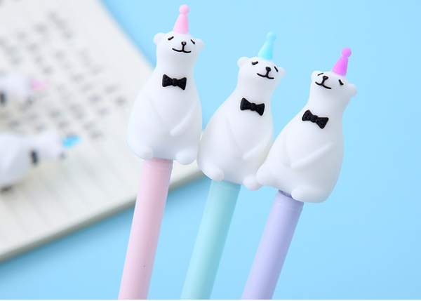 

72pcs/lot 0.38mm gel pen creative students cartoon bear neutral pen black stationery writing supplies gp556