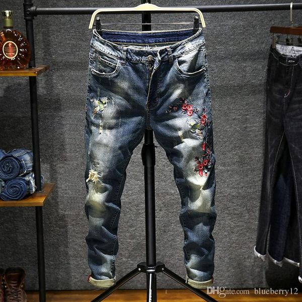 

мужские джинсы мода стиль streetwear тонкий fit pants new hot sale мужские модные джинсы мода стиль азиатский размер 28-38, Blue