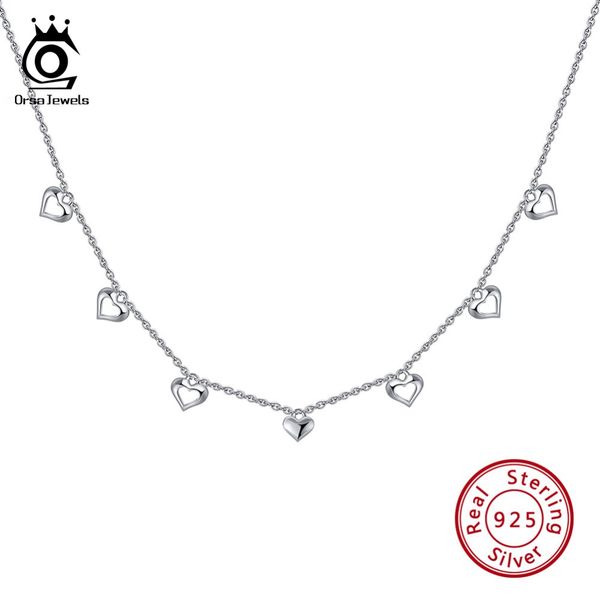 

orsa jewels genuine 925 silver necklace & pendant heart shape charms pendant high polish shiny luxury female party jewelry sn120
