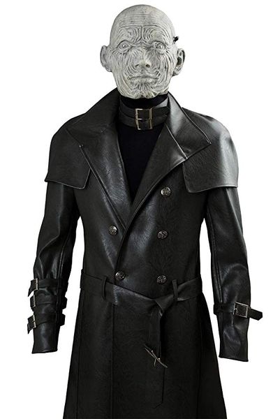 

resident evil 2 remastered edition cos leather tyrant complete cosplay costume halloween tyrant mask male, Black