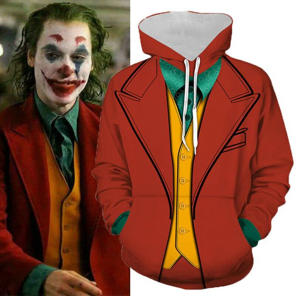 

joker origin movie joker 2019 joaquin phoenix arthur fleck 3d print толстовка с капюшоном мужчины / женщины повседневная хип-хоп толстовки о, Black
