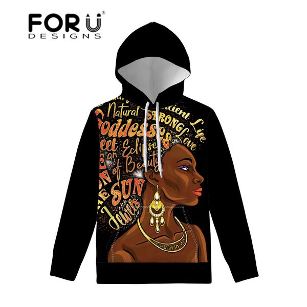 

forudesigns female sweatshirt black queen african girls printed hoodies women o-neck pullovers ladies hoodie streetwear