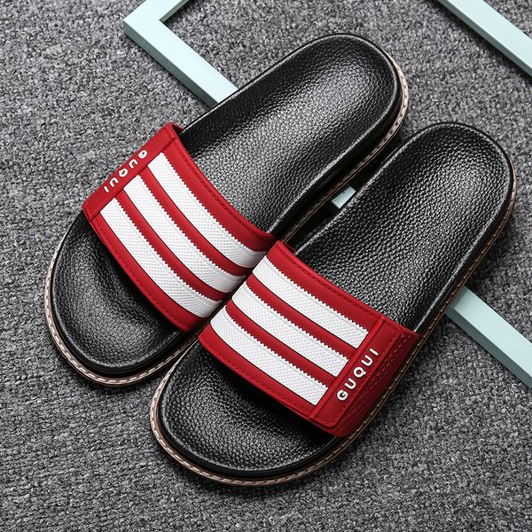 

classic men bathroom slippers luxury fashion mens casual shoe red blue green male beach slippers summer l anti-slip, Blue;gray
