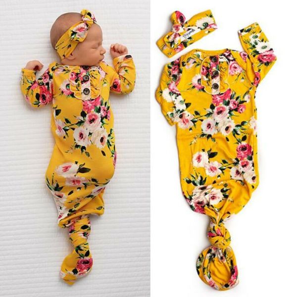 

lovely baby girl flowers sleeping bags headband sets swaddle warp blanket cotton clothing newborn baby sets 0-6months