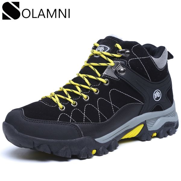 

brand winter men snow boots warm plush anti-slip ankle boots for women waterproof outdoor sneakers couple durable hiking shoes, Black