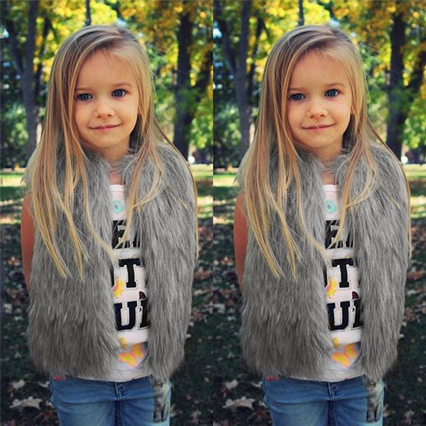 

2018 new style toddler kids baby girl winter warm clothes faux fur waistcoat thick coat outwear pgraphy props qc3, Blue