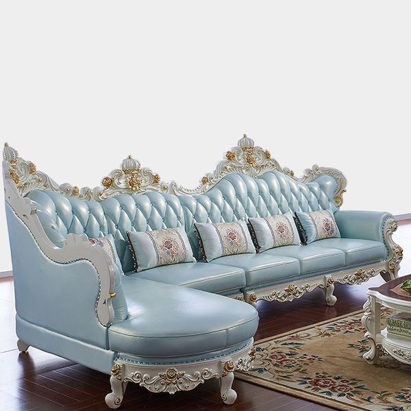 2019 Solid Wood L Shape Full Leather Sofa Set Living Room Furniture Muebles De Sala Divano Puff Sillon Koltuk Takimi Sillones From