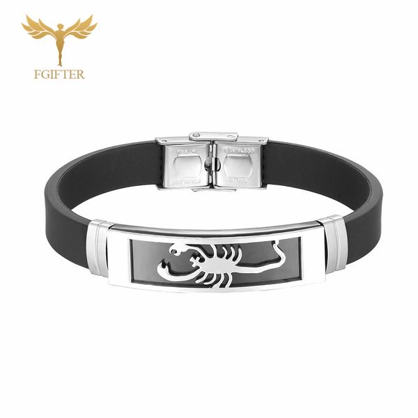 

punk scorpion bracelets men's stainless steel jewelry bracelet adjust black silicone belt bracelet