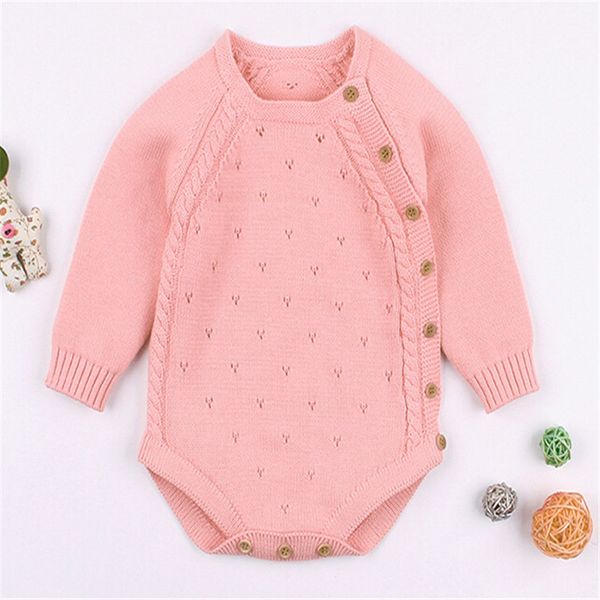 

2019 newborn baby girl boy autumn winter clothes knitted romper long sleeve cotton jumpsuit pink gray set, Blue