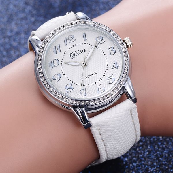 

disu brand women wrist watch fashion silver crystal dress bracelet white clock gift watch luxury ladies sport creative watches, Slivery;brown