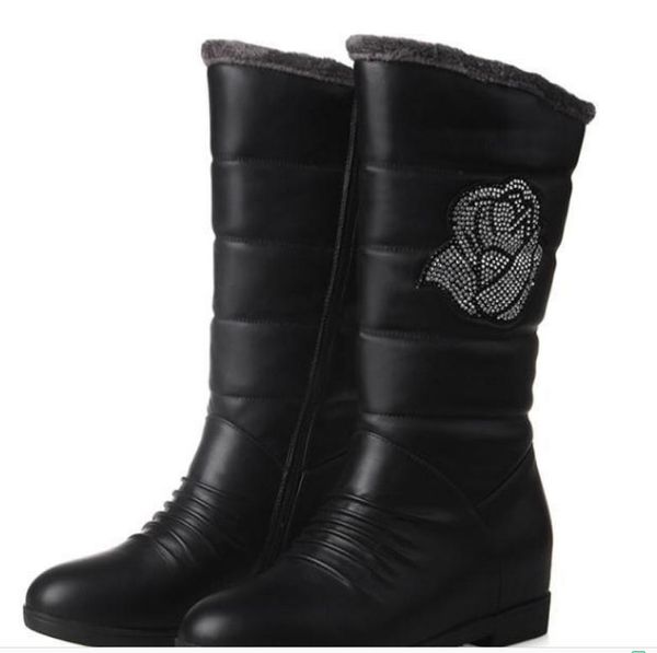 

2018 fashion women's boots in winter with new style flat bottom round head keep warm non-slip, Black