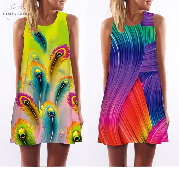 

women dress summer new arrival sleeveless mini beach holiday dress print sleeveless vest 2019 tank dresses, Black;gray