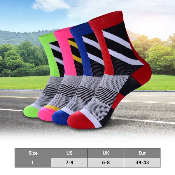

skidproof breathable compression sports socks cycling socks men women sports for running hiking mountaineering, Black