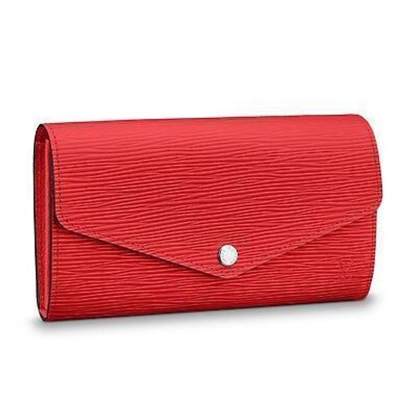

m60723 sarah wallet water ripple red real caviar lambskin chain flap bag long chain wallets key card holders purse clutches evening