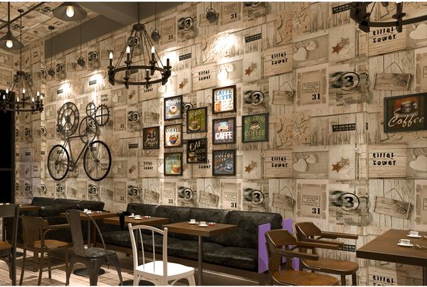 

individual retro wood pattern stereo wallpaper imitation wood board nostalgia cafe waterproof wallpaper l internet cafe