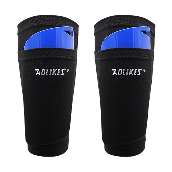 

soccer shin guard socks compression calf sleeves comfort breathable child protective socks, Black