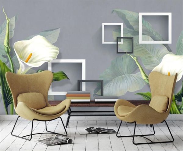 

banana leaf wallpaper nordic fashion style hand painted lily banana leaf living room bedroom decoration wall paper mural