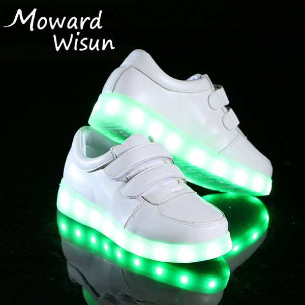 

размер 25-35 led обувь для детей для девочек для мальчиков usb charge светящиеся освещенные обувь малышей с лампочками светящимися кроссовки, Black;red