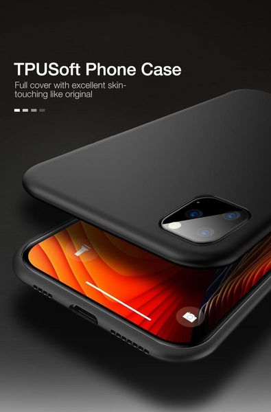 

original carcasa tpu negra suave para iphone 11 pro max 2019 ultra delgado para iphone x xs x max xr 7 7 6 6s plus anti huellas dactilares
