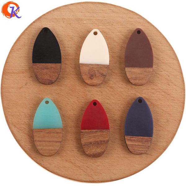 

cordial design 50pcs 16*31mm diy earrings making hand made drop shape natural wood & resin earring findings jewelry accessories, Blue;slivery