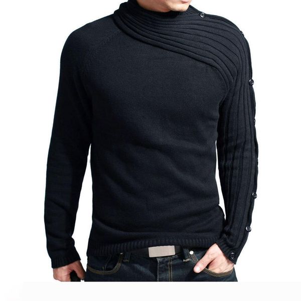 

wholesale- 2016 new brand selling man's sweater good quality knitted pullover men knitwear black turtleneck lxy333, White;black