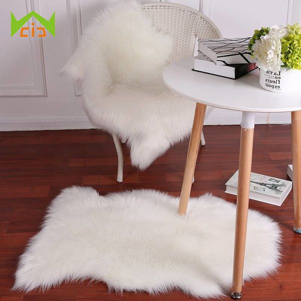

wcic imitation wool fluffy rugs chair cover carpet plain skin fur mat soft faux rug seat pad bedroom mat floor carpet