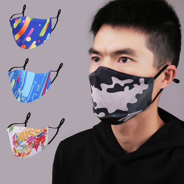 

washable printing mask whit pm2.5 filter anti-dust mask outdoor sports breathable pluggable filter anti-fog mask shipping vail dhl
