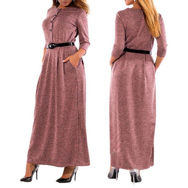 

plus size 6xl autumn winter dress with waistband female long sleeve maxi dress high waist office work women clothing robe, Black;gray