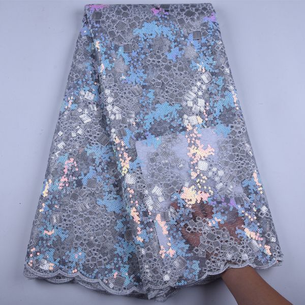 

2019 sequins african nigeria lace fabric sequins french tulle lace fabric for wedding partya1592, Pink;blue