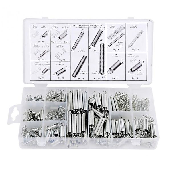 

200pcs/box steel spring electrical hardware drum extension tension pressure springs set assortment hardware kit assort sale