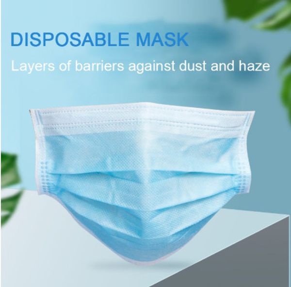 

wholesale disposable face masks 3-layer dustproof face mouth masks anti pm2.5 safety face care elastic men and women masks