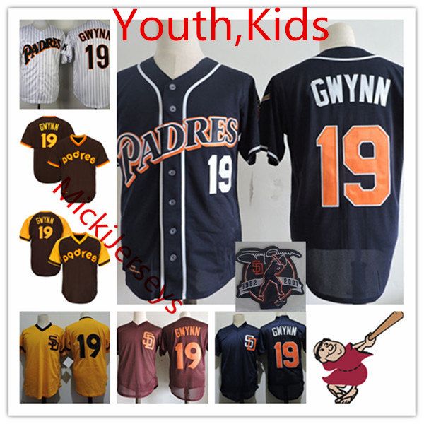 

Youth Tony Gwynn Retirement Jerseys navy blue white Stitched Kids #19 Tony Gwynn baseball Jersey S-3XL