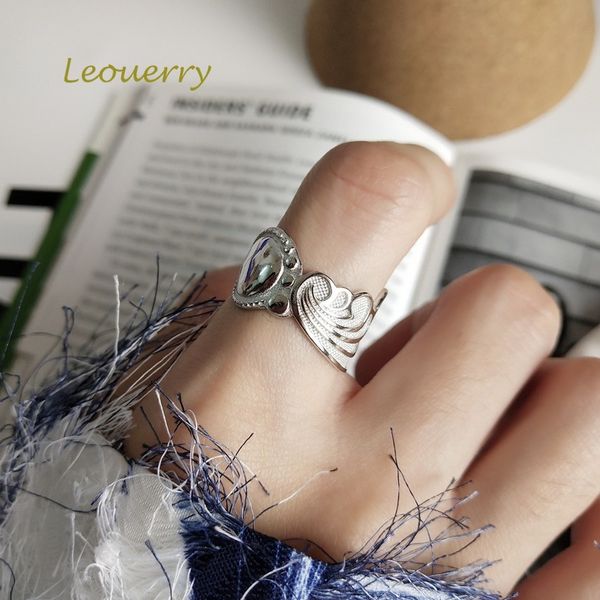

leouerry 925 sterling silver wave glossy wide surface opening ring creative elegant irregular rings for women silver 925 jewelry, Golden;silver