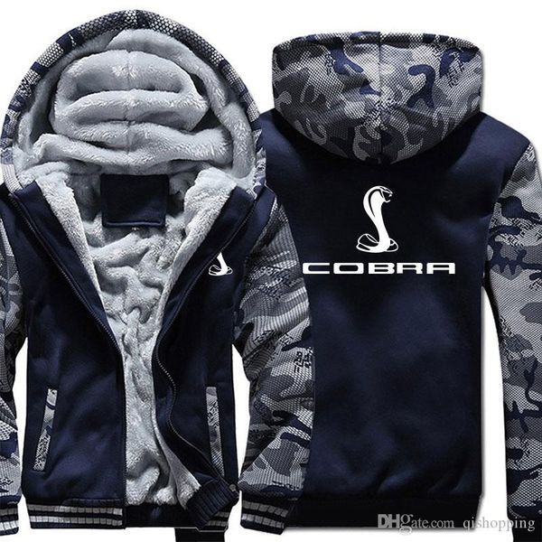 

cobra hoodie camouflage coat winter thicken fleece cotton coat cashmere hoodie zipper jacket warm sweatshirt sportswear us eu size, Blue;black