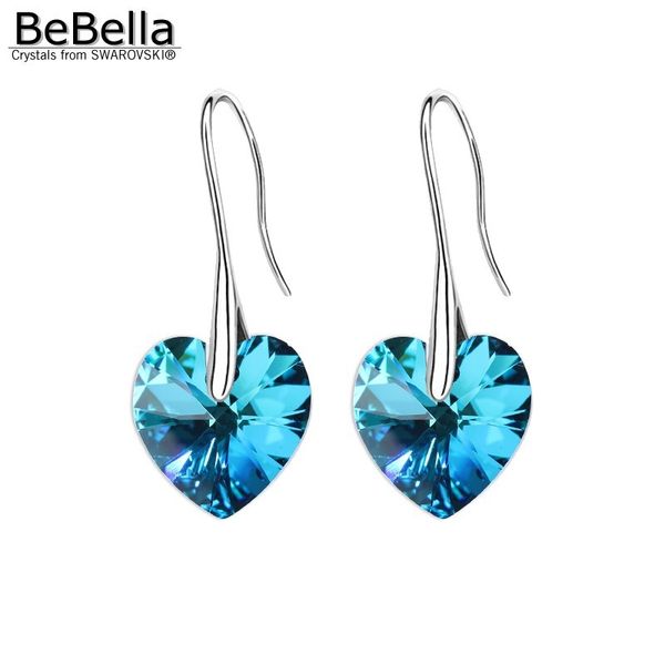 

bebella crystal heart drop earrings pendant eardrop with crystals from swarovski crystal fashion jewelry for women girls, Silver