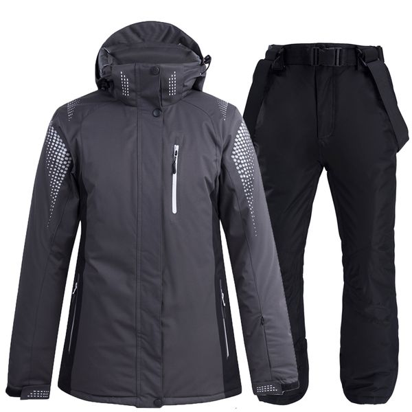 

30 kinds of gray men's and women's snowflake suit ski suit winter raincoat ski jacket + cedar pants (snowflake pants