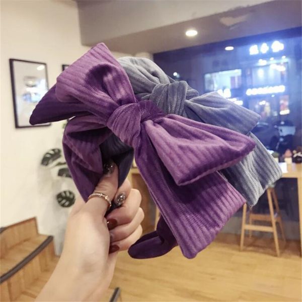 

korea boutique hairband double-layered big bow stripe headband women hair head hoop band accessories for girls hairband scrunchy