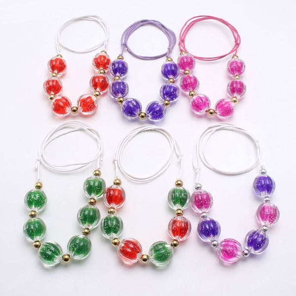 

new arrival baby kids fashion bubblegum chunky beads necklace handmade children rope chain necklace for girls jewelry, Red;brown