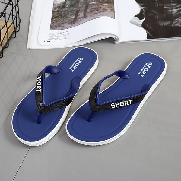 

summer anti-slip concise leisure beach flip flops for men classics fashion outdoor slippers mixed colors mens shoes, Black