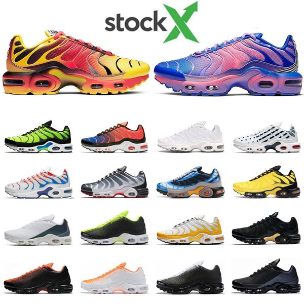 

new tn plus se mens running shoes triple black voltage purple hyper blue scream green fade blue pink men trainer runner sports sneakers