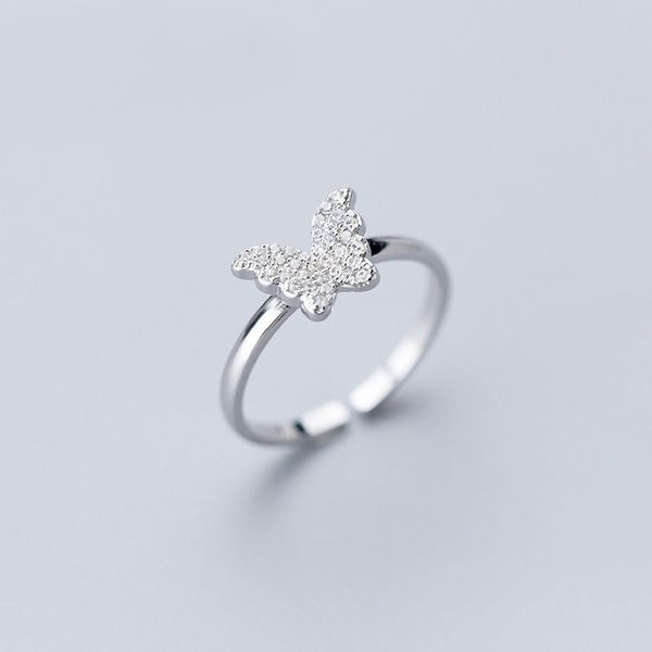 

mloveacc open adjustable finger rings for women cz butterfly ring band 925 sterling silver jewelry korean, Golden;silver