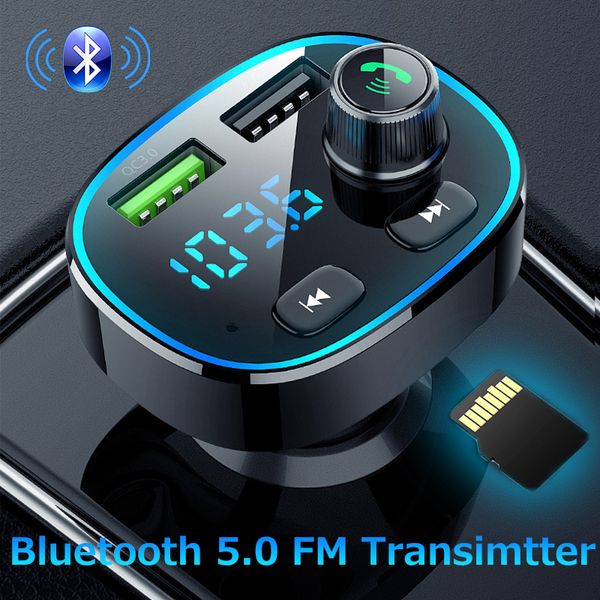 

jinserta bluetooth 5.0 fm transmitter stereo car mp3 player audio adapter quick charge 3.0 dual usb car charger digital voltage