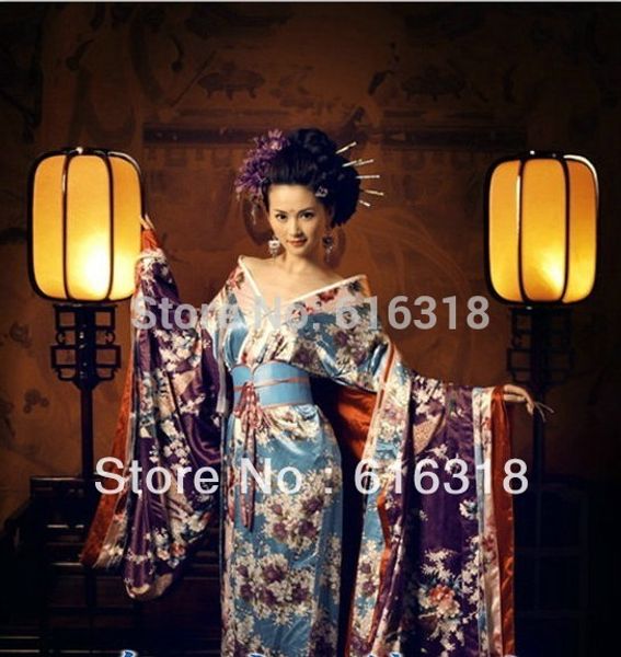 

classical exotic japanese kimono women's costume pgraphy clothing set (dress + belt, without kimono backpack, Red