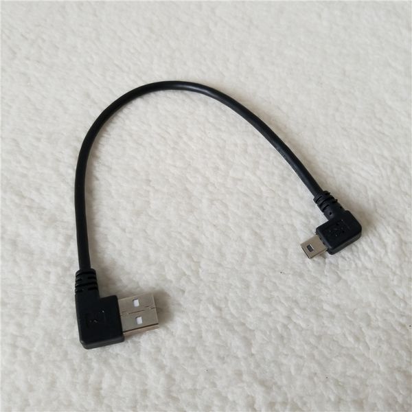 Ângulo reto de 90 graus USB 2.0 A macho para a direita Mini USB B macho cabo de alimentação de dados 25 cm